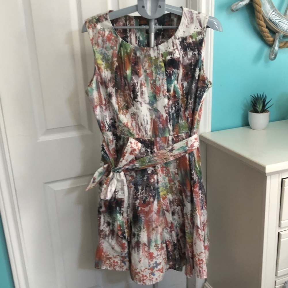 Linea Domani Coulorful Pattern Sleeveless midi  100 % cotton Dress size 16
